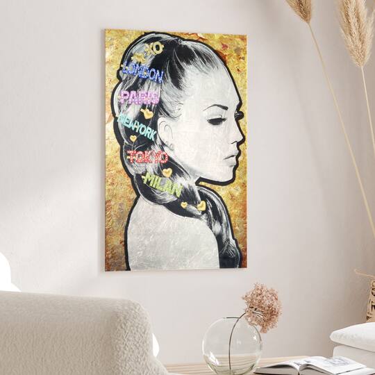 Empire Art Direct Silver Leaf Vetro de Arte 36" x 24" City Clips Frameless Printed Tempered Glass Wall Art